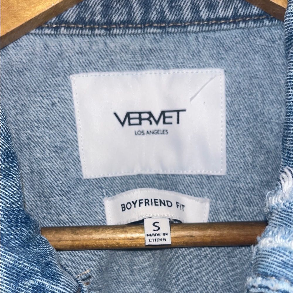 VERVET Sz Small Women's Boyfriend Fit Denim Jacket 100% Cotton #preppy #boho - Picture 4 of 8